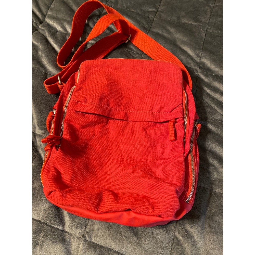 IKEA Starttid Red Canvas Crossbody Messenger Bag Adjust Strap Multi-Pocket 0660